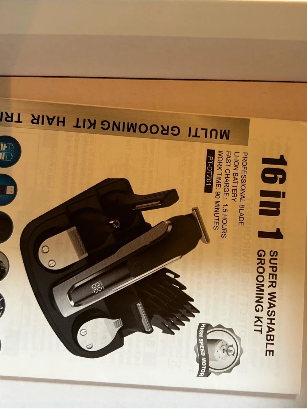 All in One Cordless Mens Beard Grooming Kit, IPX7 Washable Hair Clippers